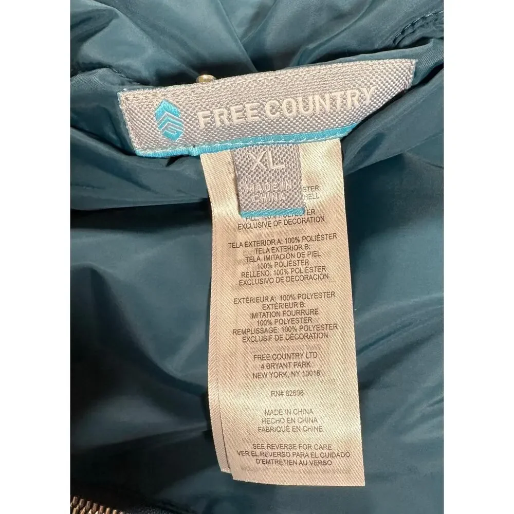 Free Country Reversible Jacket Womens XL Blue Fleece Lined Coat - Picture 7 of 11